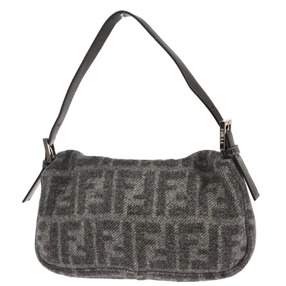 Fendi Gray Wool Zucca Baguette Handbag - Picture 2 of 10